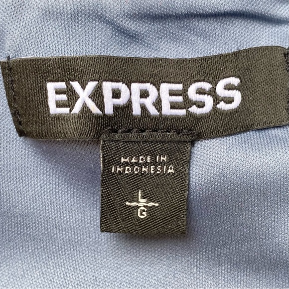 Express Blue Stretch Crepe Belted Cap Sleeve Dress - Picture 12 of 14